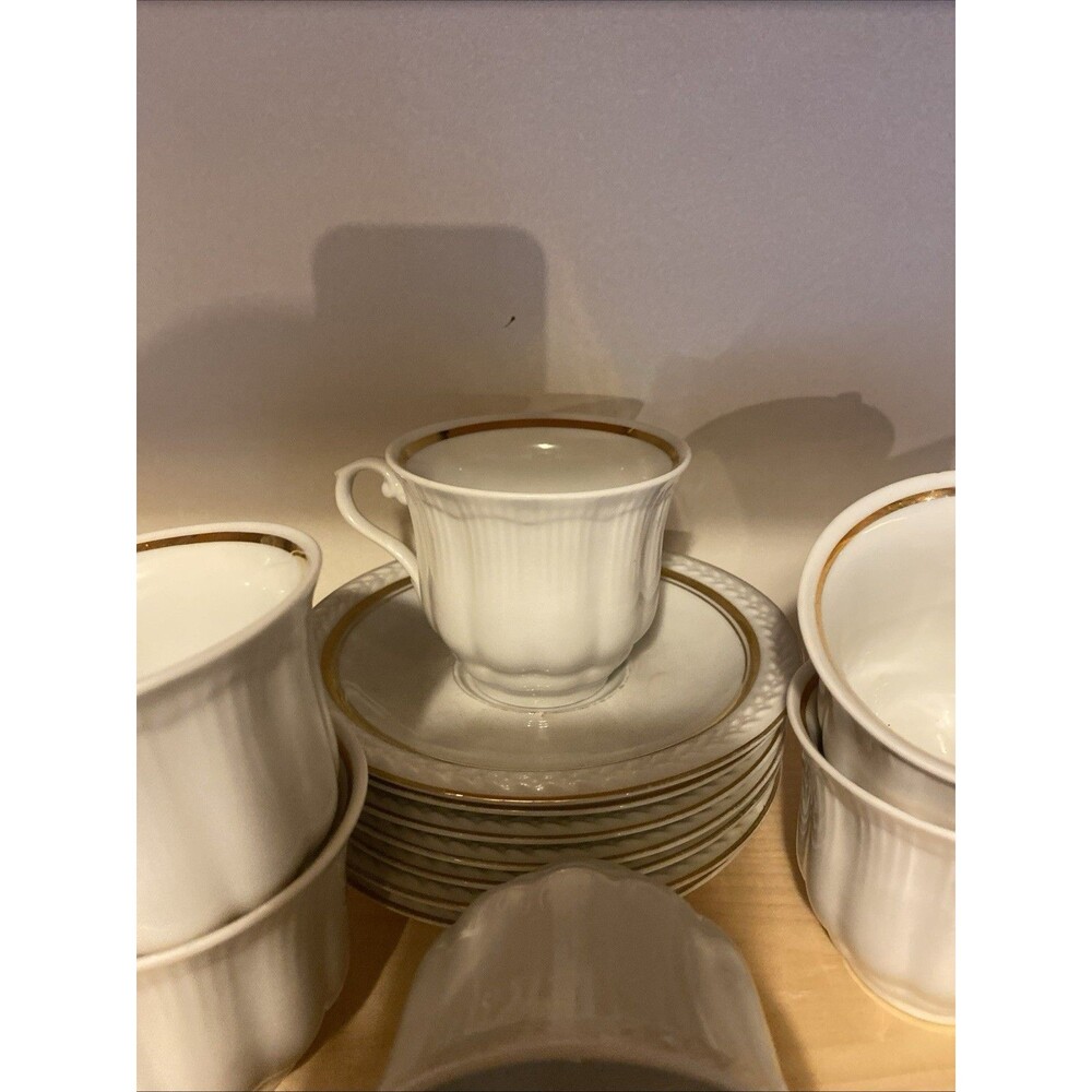 Walbrzych Empire Gold Trim Flat Cup & Saucer Set Polish China Marriage